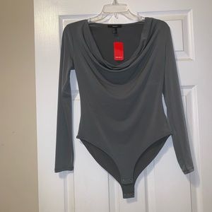 GRAY/DARK OLIVE LONG SLEEVE BODYSUIT